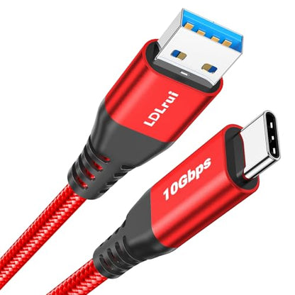 LDLrui USB C Data Cable 10Gbps, 1/3ft, 2-Pack, Red, Braided - size: 1ft+3ft