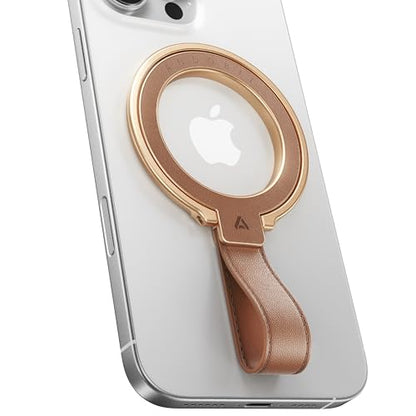 andobil 2026 Premium Leather Magnetic Phone Grip Holder for MagSafe, Stable - color: brown