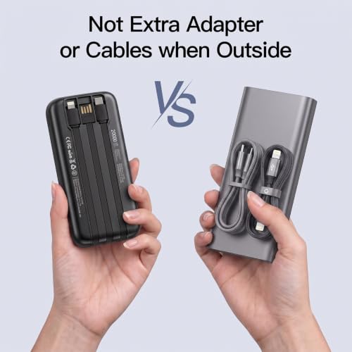 2026 2-Pack 20000mAh Portable Charger Battery Pack with Built in Cables - color: 20000 Black&White