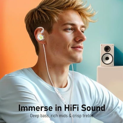 Audiovance Vibes 202 HiFi Wired Earbuds, IEM in-Ear Monitor Headphones - color: 2-Clear