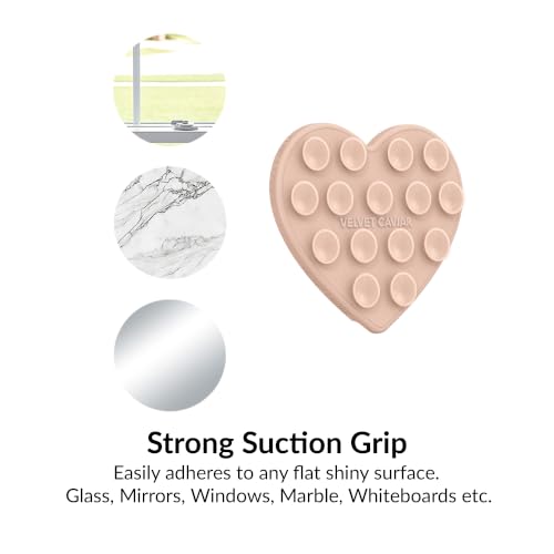 Velvet Caviar Suction Cup Phone Case Mount Compatible with MagSafe Devices Only - Magnetic Silicone Sticky Phone Grip Holder for iPhone Back of Phone - Mirror Gripper (Nude Heart) - color: Nude Heart
