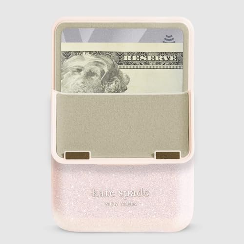 kate spade new york Flip Magnetic Card Holder/Wallet - That Sparkle Pink | Stylish Phone Wallet - Compatible w/MagSafe Phones & Cases -Detachable MagSafe Wallet for iPhone 17 Pro Max/16/15/14/Pixel 10 - color: Flip - That Sparkle Pink