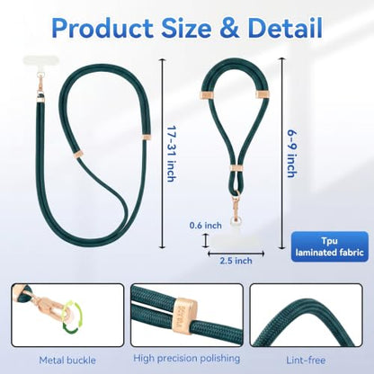 VVAAGG Cell Phone Lanyard for iPhone Crossbody Phone Strap - color: Dkgreen