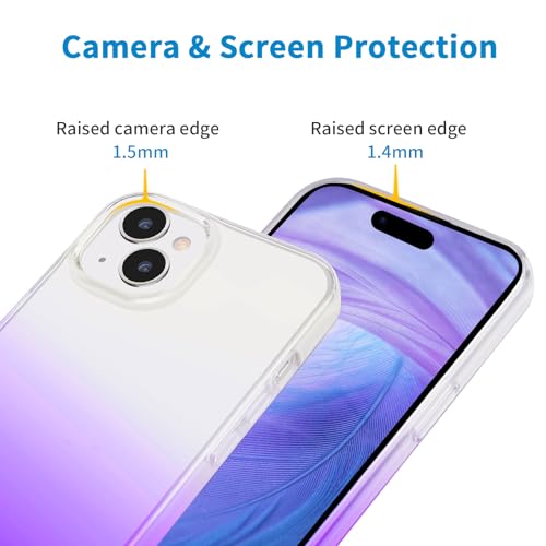 JJGoo Compatible with iPhone 15 Plus Case Clear, Soft Clear TPU Phone Cases, Shockproof Transparent Bumper Cover Slim Thin Phone Case, Gradient Purple - color: Gradient Purple