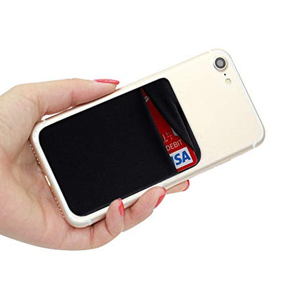 ACKLLR 3 Pack Cell Phone Card Holder with Adhesive Sticker for Back of Phone, Stretchy Fabric Card Sleeves ID Credit Card Pocket Stick On Wallet for Android Smartphones