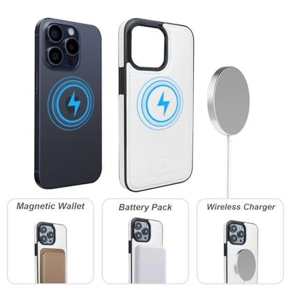 Bocasal for MagSafe Wallet Case Card Holder for iPhone 15 Pro, White - color: White for MagSafe