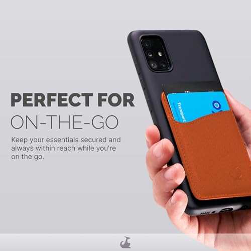 Wallaroo Premium Leather Cell Phone Wallet Stick On - Android and iPhone Wallet and Card Holder for Women and Men - Durable with Non-Slip Lining Secures Up to 3 Cards - color: Brown Leather