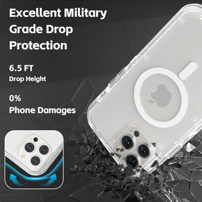 Follaroma Magnetic for iPhone 12 Pro Max Case, Heavy Duty Cases, Clear,6.7" | Compatible with MagSafe, Heavy Duty Shock proof Protection, Military-Grade Anti-Drop, Dual Layer Transparent Protective Cover - color: Clear, size: iPhone 12 Pro Max 6.7''