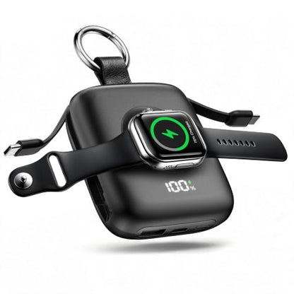 Portable Charger 3 in 1, Smaller 10000mAh Built-in Cables 22.5W Power Bank - color: Black