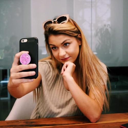 Magnetic Retractable Phone Stand, Phone Grip, Suitable for Round Foldable Phones and Tablet Accessories - Transparent ShinePowder (Magnetic Pink) - color: Magnetic pink
