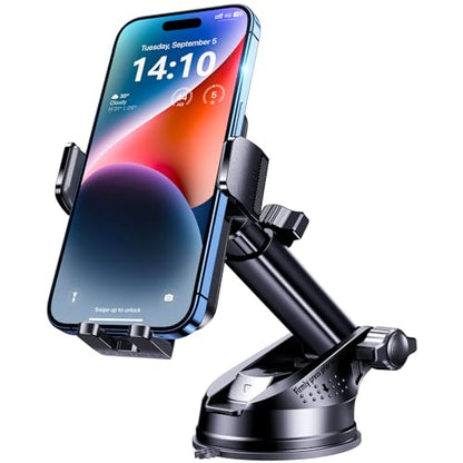 BIVGAZA Phone Holder Car [Military-Grade Suction] Universal Car Phone Holder Mount [Thick Case Friendly] Automobile Accessories Dashboard Windshield Phone Mount Fit for All iPhone Android Smartphones - size: Medium