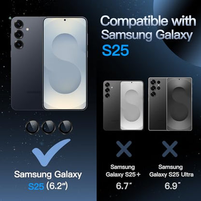 JETech Camera Lens Protector for Samsung Galaxy S25, Black, 1 Set - color: Black