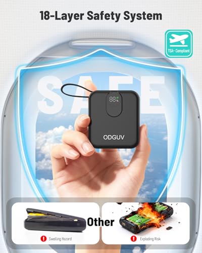 Small Portable Charger with Built-in Cables,22.5W Fast Charging Power Bank,USB-C Mini Battery Pack 10000mAh,Travel Essential Powerbank for iPhone Samsung Android iPad MacBook,Black - color: black