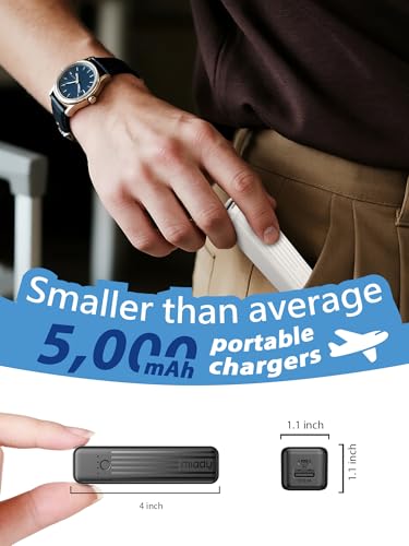 Miady 2-Pack Small Portable Charger 5000mAh Power Bank Travel Battery Pack - color: White+Black
