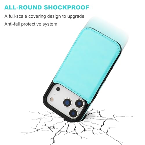 ONETOP for iPhone 17 Pro Wallet Case with Credit Card Holder,LightBlue | Kickstand,ID/Cash Holder,Case Wallet with Card Slots,Double Magnetic Clasp,Durable PU Leather Shockproof Cover for Women Men - color: Light Blue