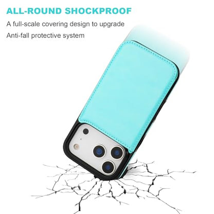ONETOP for iPhone 17 Pro Wallet Case with Credit Card Holder,LightBlue | Kickstand,ID/Cash Holder,Case Wallet with Card Slots,Double Magnetic Clasp,Durable PU Leather Shockproof Cover for Women Men - color: Light Blue