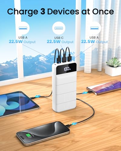 LOOPEAK Power Bank 50000mAh, 22.5W Fast Charging Portable Charger - color: White