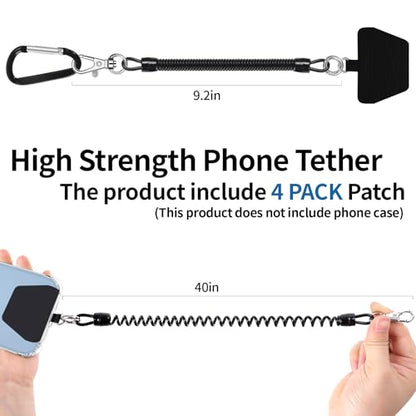Doormoon Phone Tether Anti Theft, Phone Lanyard With Heavy Duty Carabiner - color: Black - 2 Pack