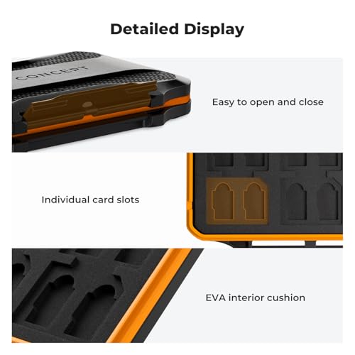 K&F CONCEPT 36 Slots Memory Card Case with 4-in-1 Card Reader - size: For 24 Micro SD(TF)+12 SD+Card Reader