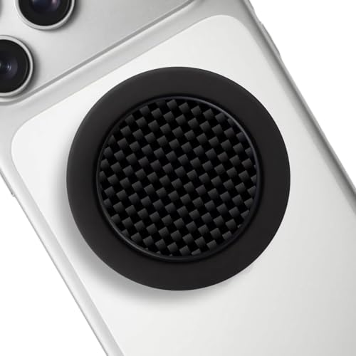 Genuine Carbon Fiber Magnetic Phone Grip Compatible with Magsafe，Collapsible Mobile Phones Stand Holder for Smartphone Tablet Cell Phone Accessory - Plain Weave Black - color: Plain Weave Black