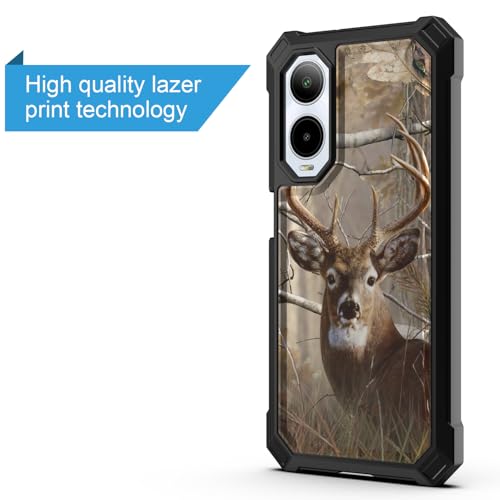 for Cricket Debut S3 Phone Case (U572AC)/AT&T Vista 2 (U572AA) w/[Built-in Screen Protector] Dual Layer Shockproof [Military-Grade][Full-Body] Protective Cover for Teen Women Man Tree Camo Deer Hunt - color: BLD IN DEER CAMO