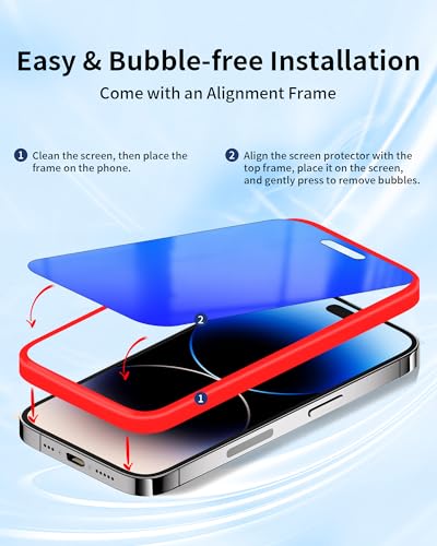 2 Pack for iPhone 15 Pro Privacy Screen Protector Blue 6.1 inch - color: For iphone 15 Pro Blue