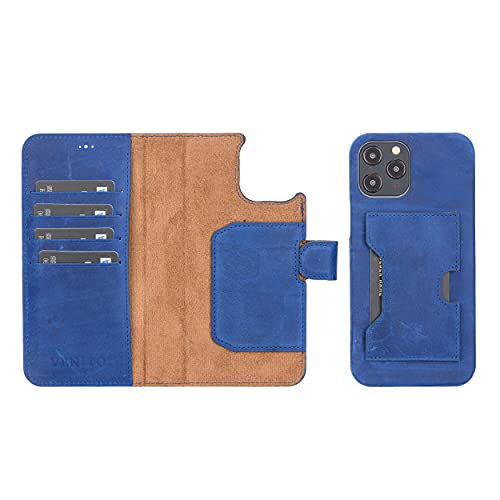 Venito Florence Leather Wallet Phone Case Compatible with iPhone 13 Pro (6.1 inch) - Extra Secure with RFID Blocking - Detachable Phone Wallet (Antique Dark Blue)* - color: Antique Dark Blue, size: iPhone 13 Pro