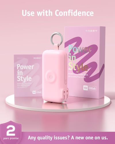 RORRY Flow Portable Charger 10000mAh 40W Wall Plug Power Bank Battery Pack - color: Pink