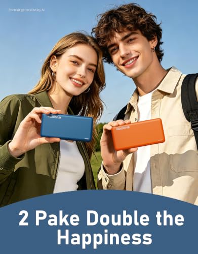 2-Pack Portable Charger, 10000mAh Power Bank, Battery Pack, Battery Bank - color: Blue&Orange