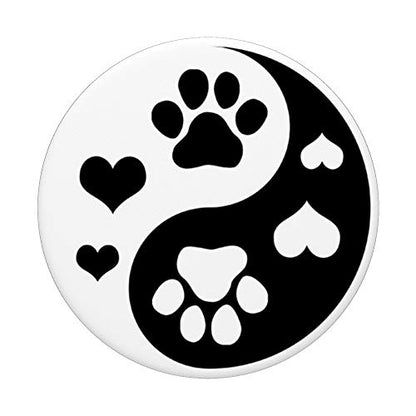 Paw Print Dog Paw Cute Dog Love Design White Black Dog PopSockets Swappable PopGrip