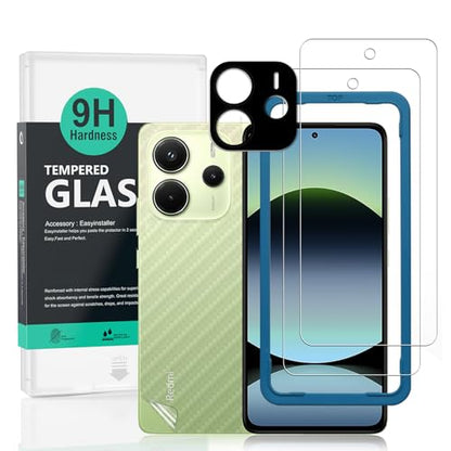 Ibywind Screen Protector for Xiaomi Redmi Note 14 4G 6.67"(2 Pack),9H Hardness Tempered Glass,with 1Pc Camera Lens Protector,1Pc Back Carbon Fiber Film,Easy to Install - size: Redmi Note 14 4G 6.67 inch