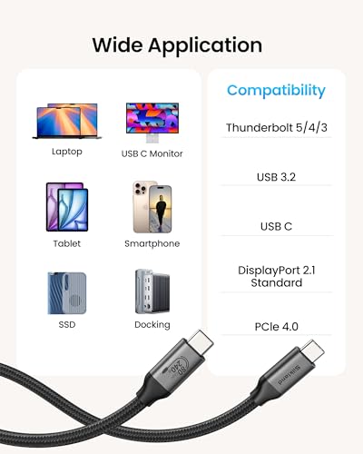 Silkland 80Gbps USB 4 for Thunderbolt 5 Cable 4FT, 120Gbps Bandwidth, 240W - size: 4 Feet