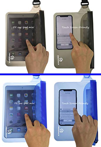 Freegrace Waterproof Pouches with Waist Strap / Pouch Case Bundle Set- Keep Your Phone & Valuables Dry and Safe - Waterproof Dry Bags for Boating Swimming Snorkeling Kayaking Beach Water Parks Pool - color: Gray + Blue