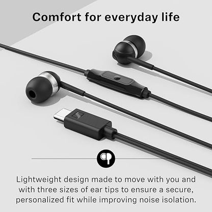 Sennheiser CX 80U in-Ear Headphones, USB C Connection, Black - color: Black