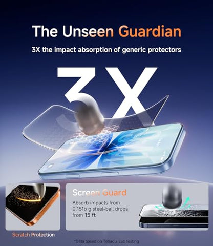 3 Pack for iphone 17 Screen Protector, 9H Hardness Military-Grade Shatterproof, Easy Bubble-Free Install Screen Protector 17 HD Clear Tempered Glass, Case Friendly Design - size: iphone 17(6.3'')