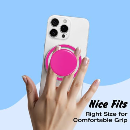 Svanove Magnetic Cell Phone Grip Compatible with Magsafe, Collapsible Phone Stand Holder Round Expanding Kickstand for iPhone Samsung Mobile Phones, Cute Soft Silicone Glossy Jelly, Neon Hot Pink - color: Hot Pink, style: Magnetic