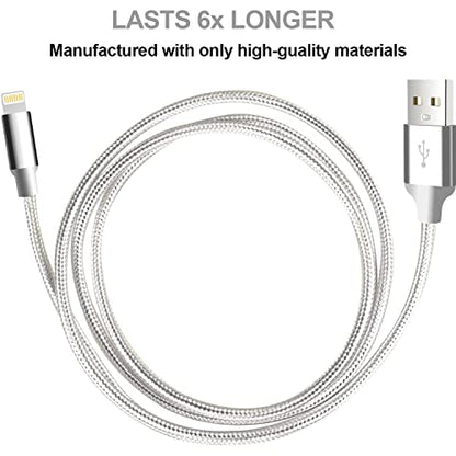 USB to Lightning Cable, 5 Pack iPhone Charger Fast Charging Cord (Silver) - color: Silver, style: USB-A to L
