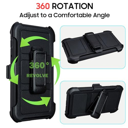 for Phone Case iPhone 14 Pro Max Case Belt Clip Heavy Duty Holster Black | Protective iPhone 14 ProMax Case Kickstand Shockproof Dustproof Port Sturdy Defender Cover for iPhone 14 Pro Max Cases Black - color: Black