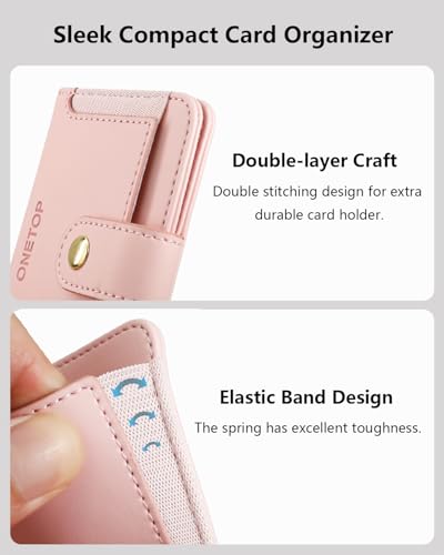 ONETOP for MagSafe Wallet,Magnetic Phone Wallet with 5 Card Slots,Pink | 1-12 Cards/Cash Holder for iPhone 17/16/15/14/13/12 Series,Detachable Wallet Stick-On Back,PU Leather RFID Blocking Kickstand - color: Pink