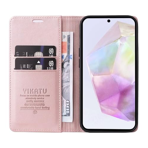 Compatible with Samsung Galaxy S25 FE Wallet Case PU Leather Flip Folio Case with Card Holder Magnetic Closure Shockproof Protective Phone Cover Rose Gold - color: Rose Gold, size: Samsung S25 FE