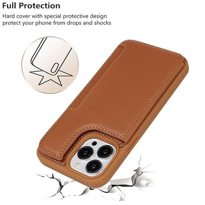 iCoverCase Compatible with iPhone 14 Pro Case with Card Holder, Wallet Case for Women Men RFID Blocking PU Leather Protective Phone Case 6.1 Inch (Light Brown) - color: Light Brown