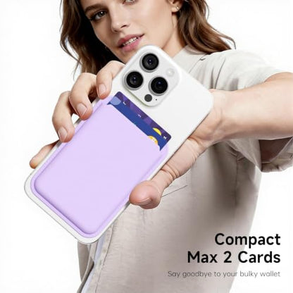 LoeoeL Magnetic Phone Wallet Compatible with Magsafe Wallet, Silicone ID Credit Card Holder Wallets for Back of Phone Pocket, Slim Thin Pouch Sleeve Wallets for iPhone Pixel, Purple Lavender - color: Lilac
