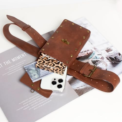 Belt Pouch Waist Bag Fanny Pack Steampunk Phone Holder Medieval Bag Leather Belt Renaissance Cosplay Costume Accessories (Tri-Brown) - color: Tri-Brown