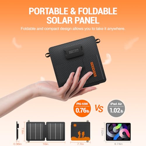 GOODaaa 3-Pack 10000mAh Slim Power Bank Plus 10W Portable Solar Charger