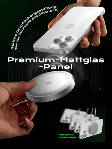 THREEKEY Qi2 Magnetic Charger, Magnetic Charger for iPhone 17/16/15/14/13/12 Series & Galaxy S25 Ultra, Qi2 Wireless Charger Dual-Sided Magnets, 15W Fast Charging Pad with 5FT USB-C Cable (White)