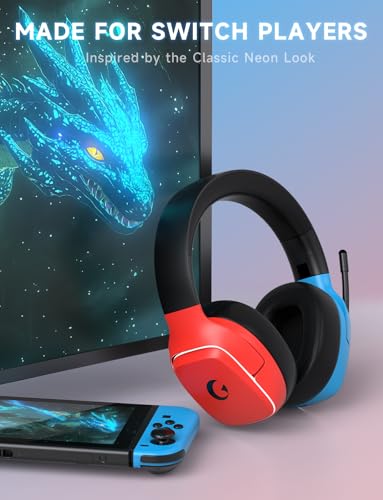 Gvyugke 2.4GHz Wireless Gaming Headsets for PS5, PS4, PC, Switch, Blue Red - color: BlueRed