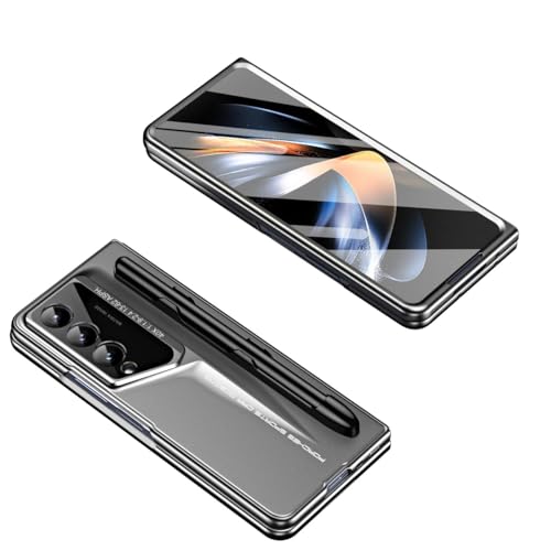 Smartphone Flip Cover for Samsung Galaxy Z Fold 4 Case with S Pen, with Screen Protector Case, PC Shockproof Bumper Case Full Coverage Protective Cover for Galaxy Z Fold 4(Gray) - color: Gray