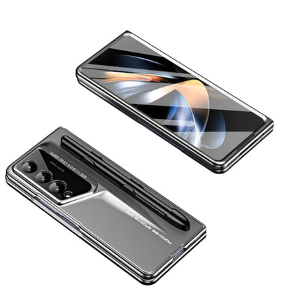 Smartphone Flip Cover for Samsung Galaxy Z Fold 4 Case with S Pen, with Screen Protector Case, PC Shockproof Bumper Case Full Coverage Protective Cover for Galaxy Z Fold 4(Gray) - color: Gray