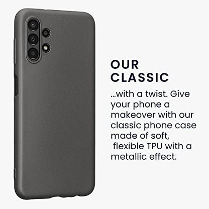 kwmobile Case Compatible with Samsung Galaxy A13 4G Case - Soft Slim Metallic TPU Silicone Cover - Metallic Grey - color: Metallic Grey, size: Galaxy A13 4G