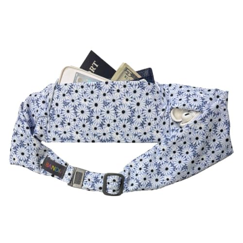 BANDI Running Belt for Women & Men – USA Made No-Bounce Adjustable Waist Pack & Secure Fanny Pack – Fits All Phones, Gels & Essentials – Zipper-Free, Medical Device Friendly - color: Daisy Chain